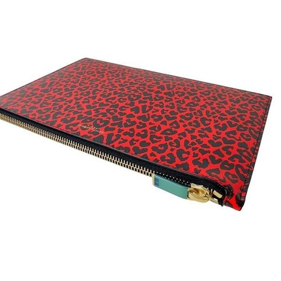 Saint Laurent YSL Leopard Print Red Nero Pouch - Picture 3 of 5
